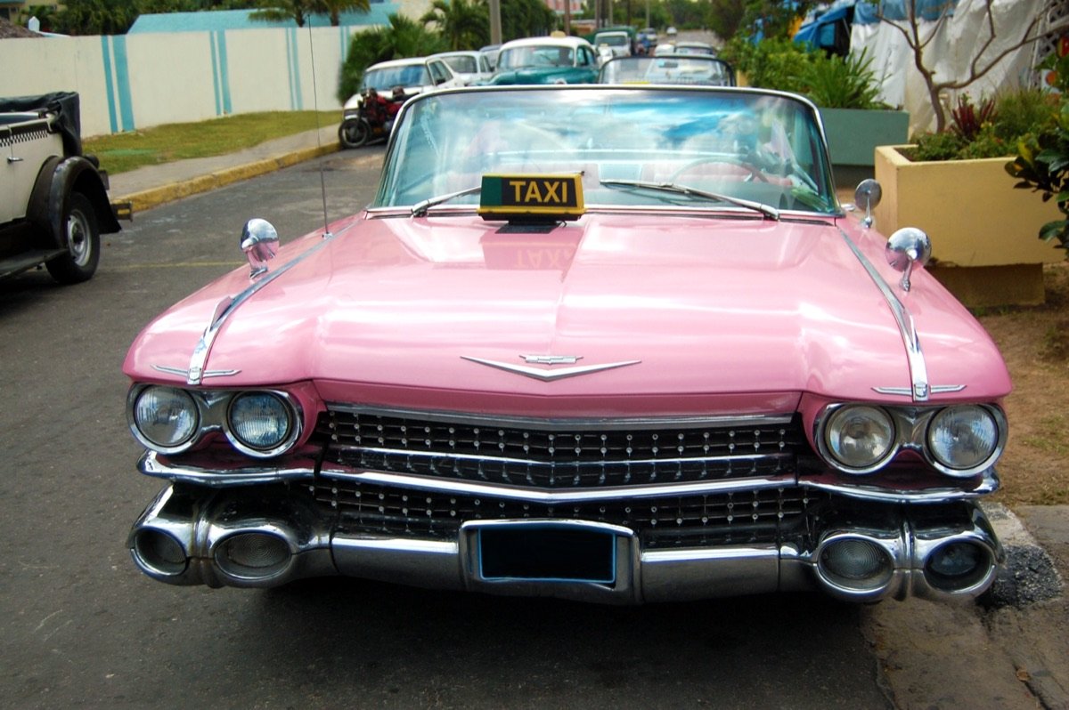 Pink Cadillac convertible taxi in Havana